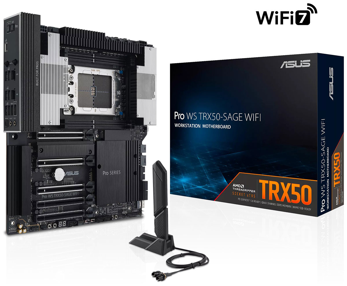 Изображение товара Материнская плата Asus PRO WS TRX50-SAGE WIFI с DDR5 и PCIe 5.0 для рабочих станций