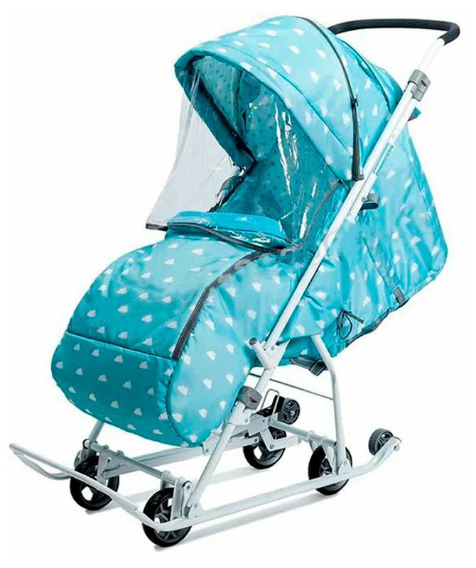 Изображение товара Коляска комбинированная Ника Наши детки 3-1К (НДТ3-1К/2) с облачками, голубой