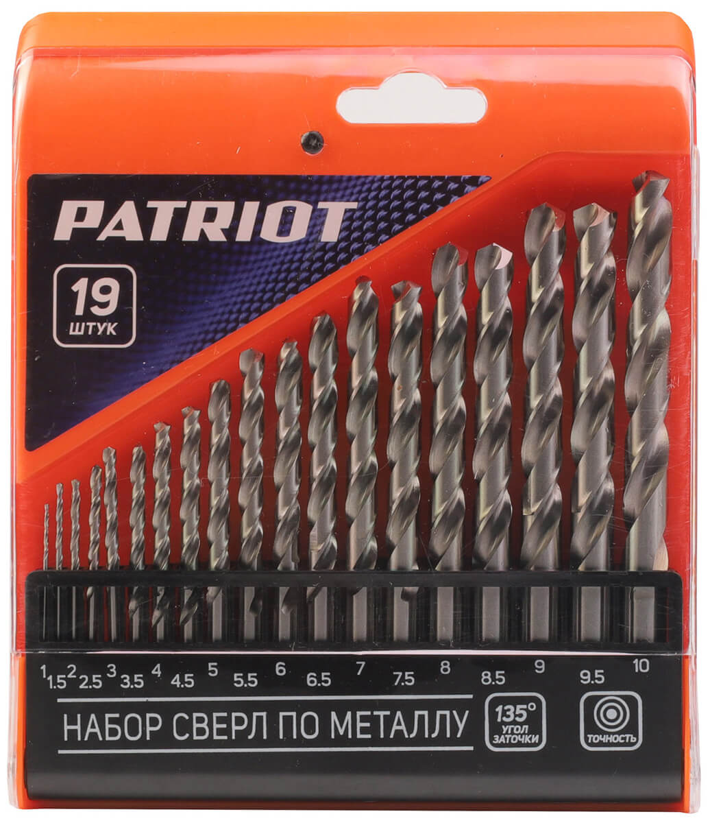 

Набор сверл по металлу Patriot HSS 19 штук, 1-10 мм, в пластиковом боксе, №1