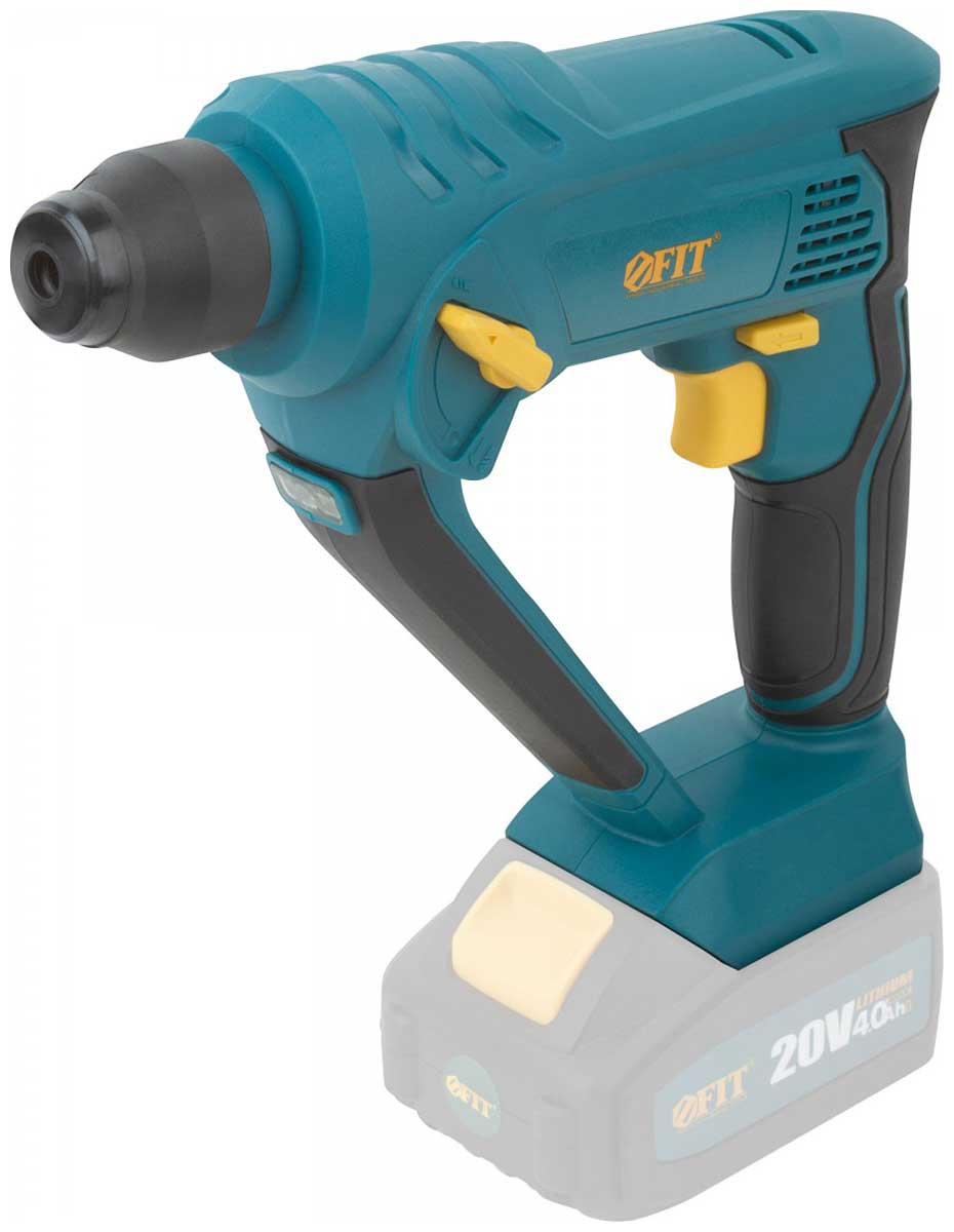 Изображение товара Перфоратор монтажный Fit акк. 20 В, 0-900 об/мин, 0-5300 уд/мин, 15 Дж, 2 реж., SDS-PLUS, реверс, рез. накл., без АКБ, кор.