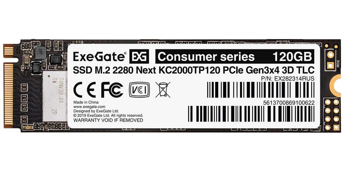 Изображение товара SSD накопитель ExeGate M.2 2280 120GB Next KC2000TP120 PCIe