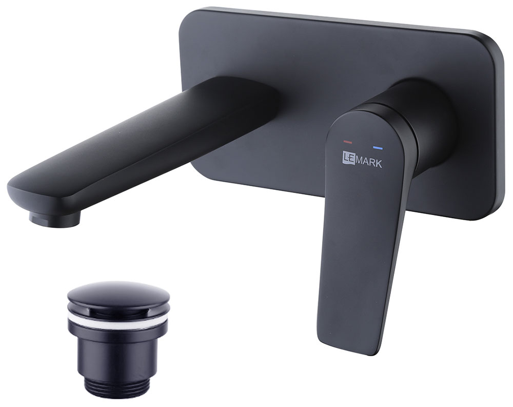 Изображение товара Встраиваемый смеситель для раковины Lemark латунь/чёрный (LM3726BL)