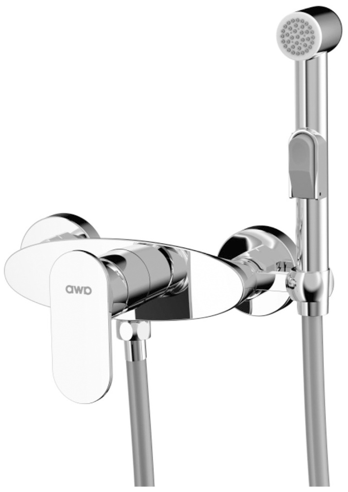 Изображение товара Смеситель AWP Narbus S0218C, настенный, с гигиеническим душем, хром