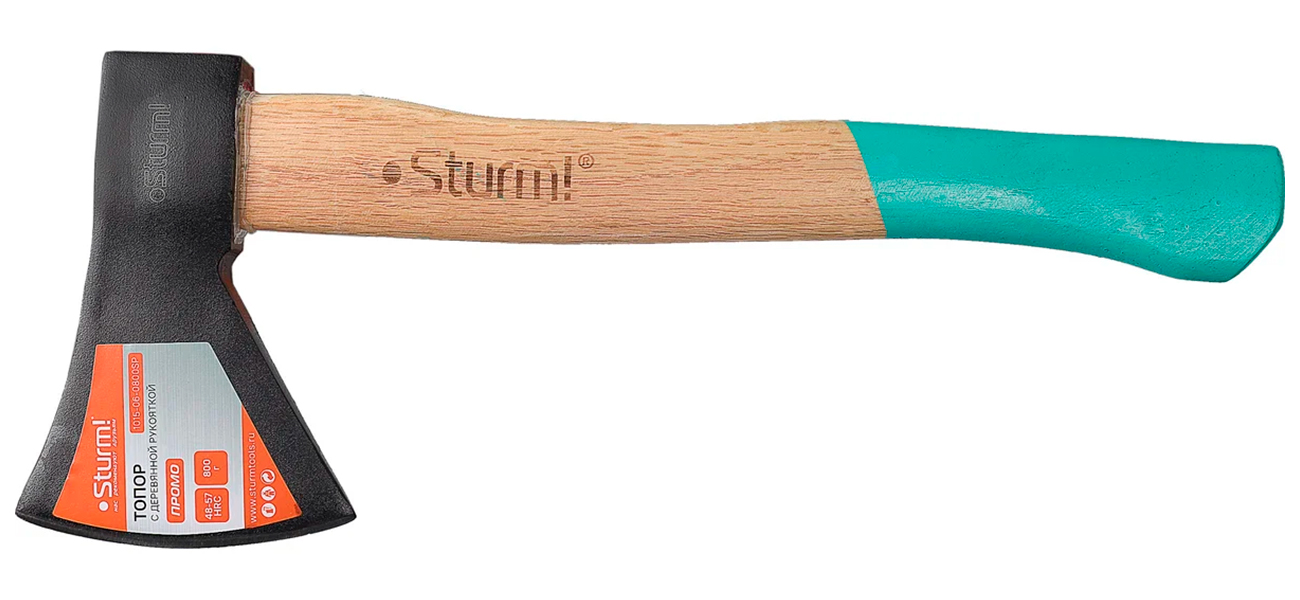 Изображение товара Топор Sturm! ПРОМО, 800 г, деревянная рукоятка, кованая сталь (1015-06-0800SP)