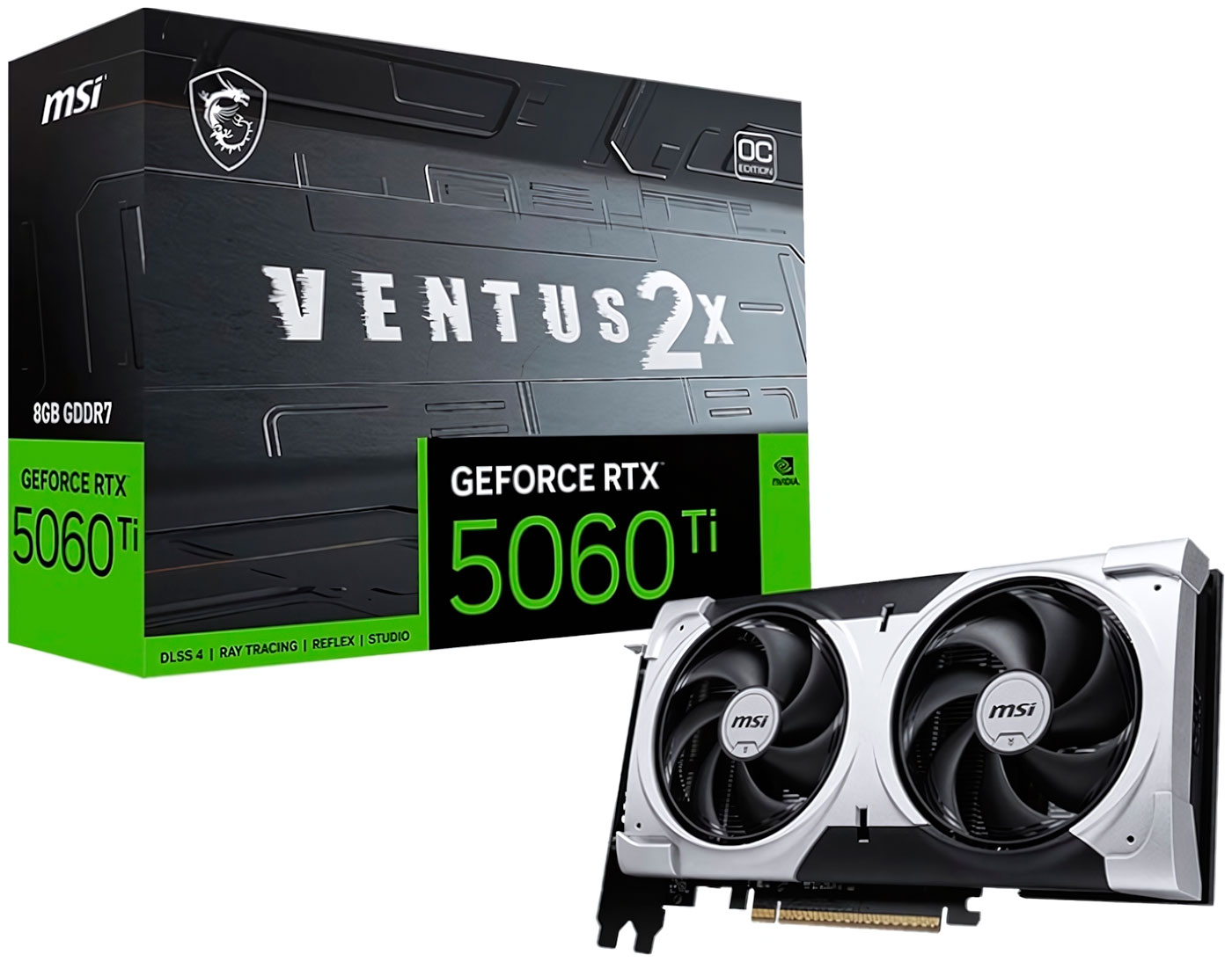 Изображение товара Видеокарта MSI GeForce RTX 5060 Ti 8G VENTUS 2X OC PLUS