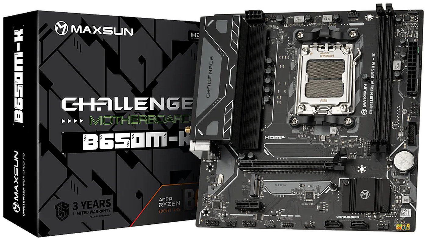 

Материнская плата Maxsun MS-Challenger B650M-K (AM5, mATX), Черный