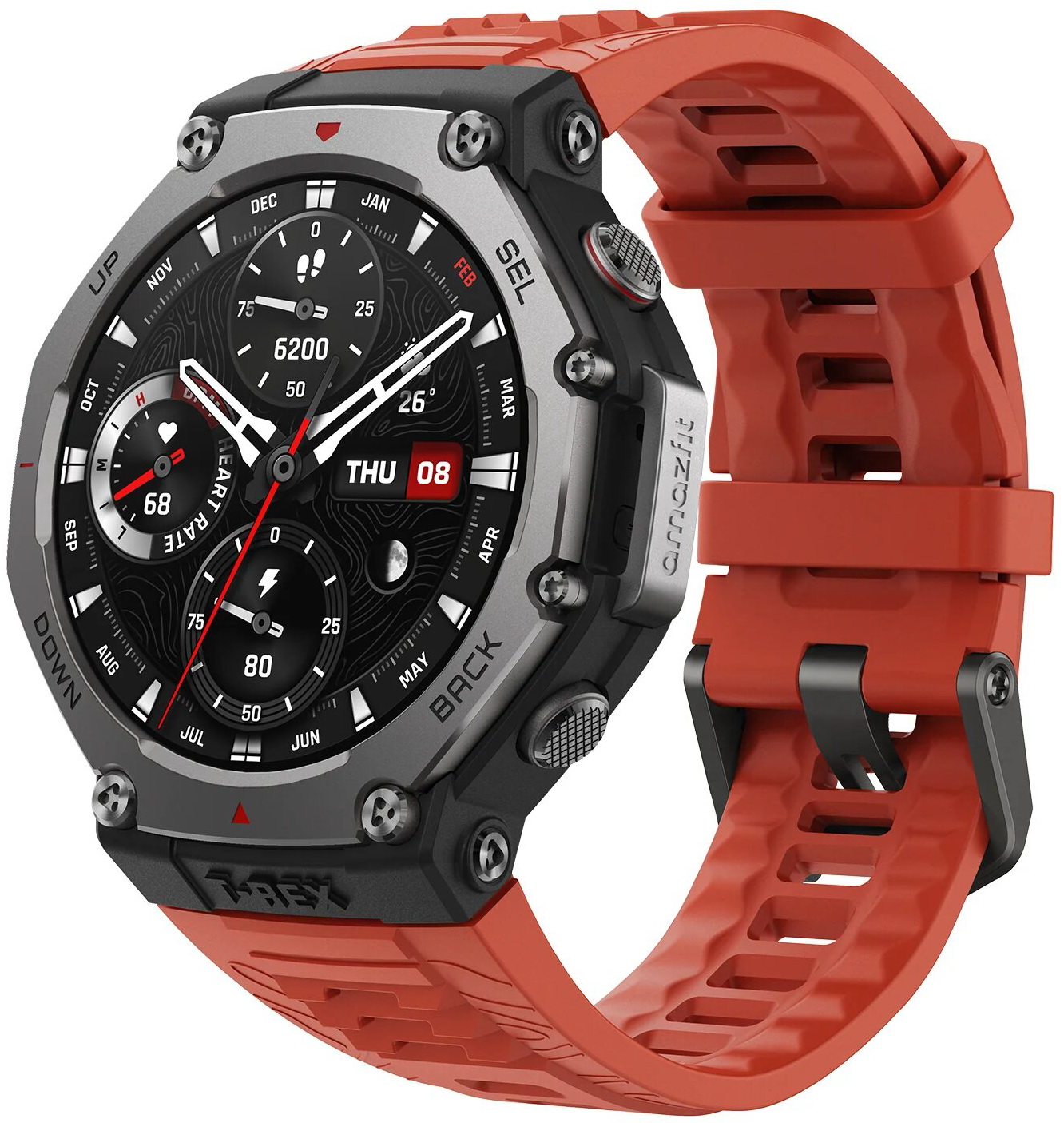 Изображение товара Умные часы Amazfit T-Rex 3 Lava Red с AMOLED экраном и 177 спортивными режимами Изображение товара Умные часы Amazfit T-Rex 3 Lava Red с AMOLED экраном и 177 спортивными режимами