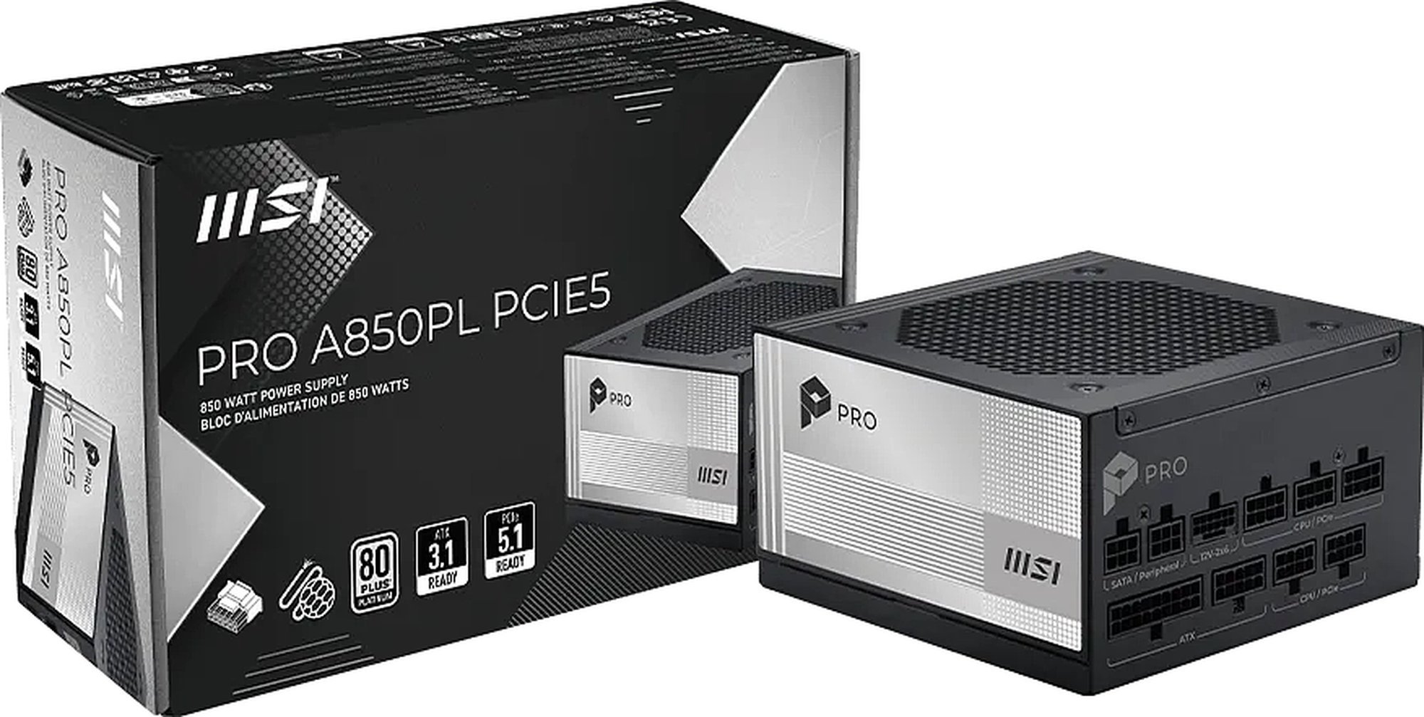 Изображение товара Блок питания MSI 850W ATX PRO A850PL PCIE5