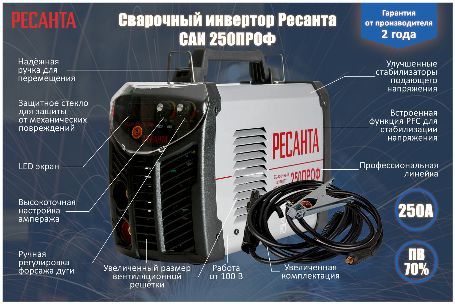 

Сварочный аппарат Ресанта САИ 250ПРОФ