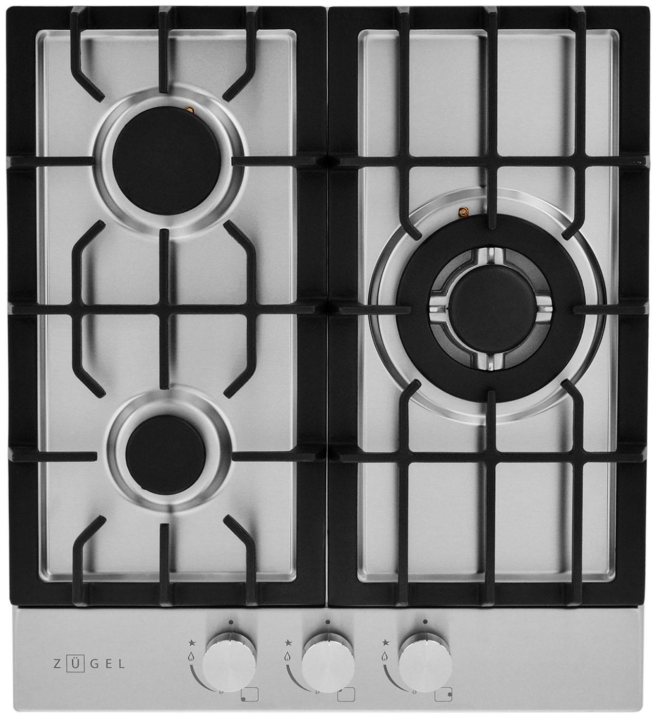 Изображение товара Газовая варочная панель Zugel ZGH451X из нержавеющей стали с 3 конфорками