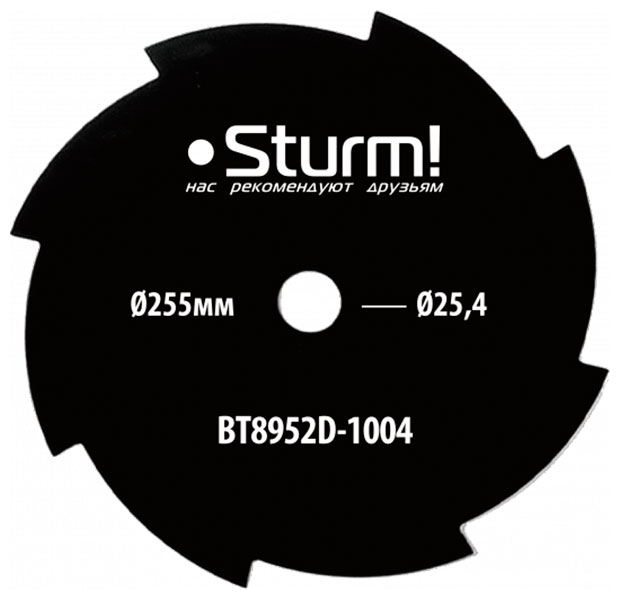 Нож стальной Sturm для бензотриммера BT8952D-1004 bt8952d 1004 нож стальной для бензотрим 8 зубов 255мм 25 4 8 sturm