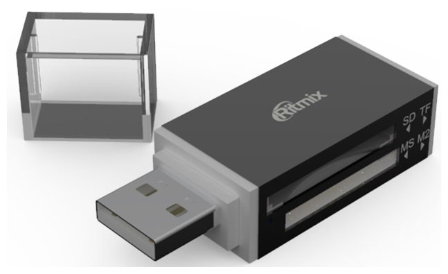 Картридер SD/microSD Ritmix CR-2042 black адаптер для карты памяти espada micro sd на memory stick pro duo 37546