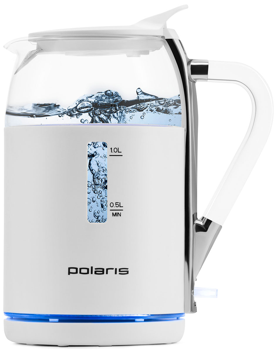 Изображение товара Электрический чайник Polaris PWK 1563CGL Water Way Pro белый, 1.5л, 2200Вт, с подсветкой