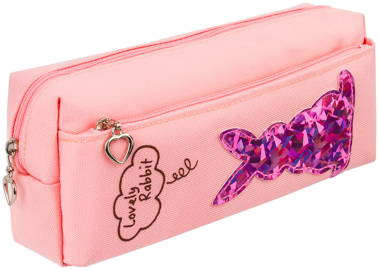 Изображение товара Пенал-косметичка Юнландия мягкий, "Зайка", розовый, 20х7х9 см, 228988