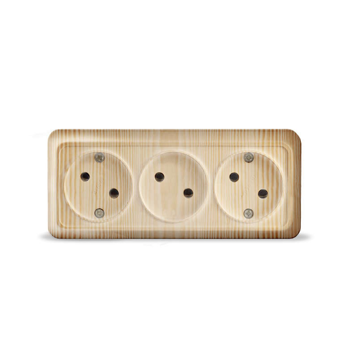 Изображение товара Розетки Универсал Розетка 3-м ОП Олимп 16А IP20 без заземл. сосна UNIVersal