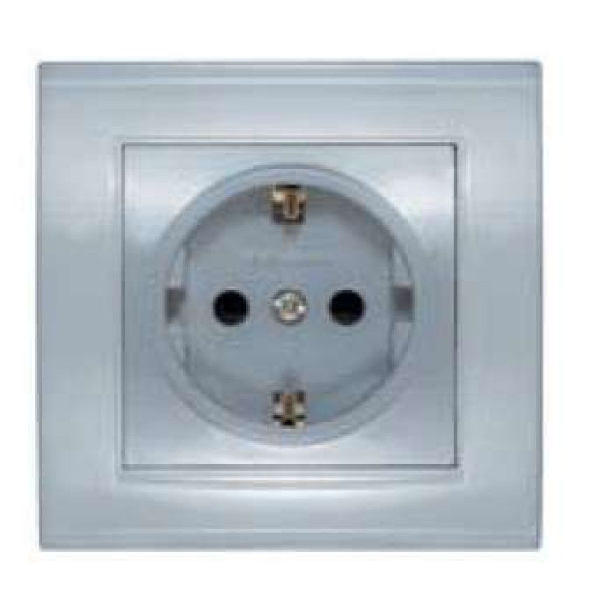 Изображение товара Розетки Универсал Розетка 1-м СП Бриллиант 16А IP20 с заземл. защ. шторки серебр. UNIVersal