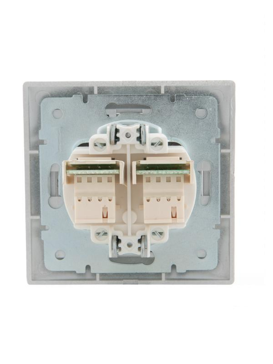 Изображение товара Розетка телефонная 2-м СП Lezard Mira RJ11 сер. метал. встраиваемая Россия