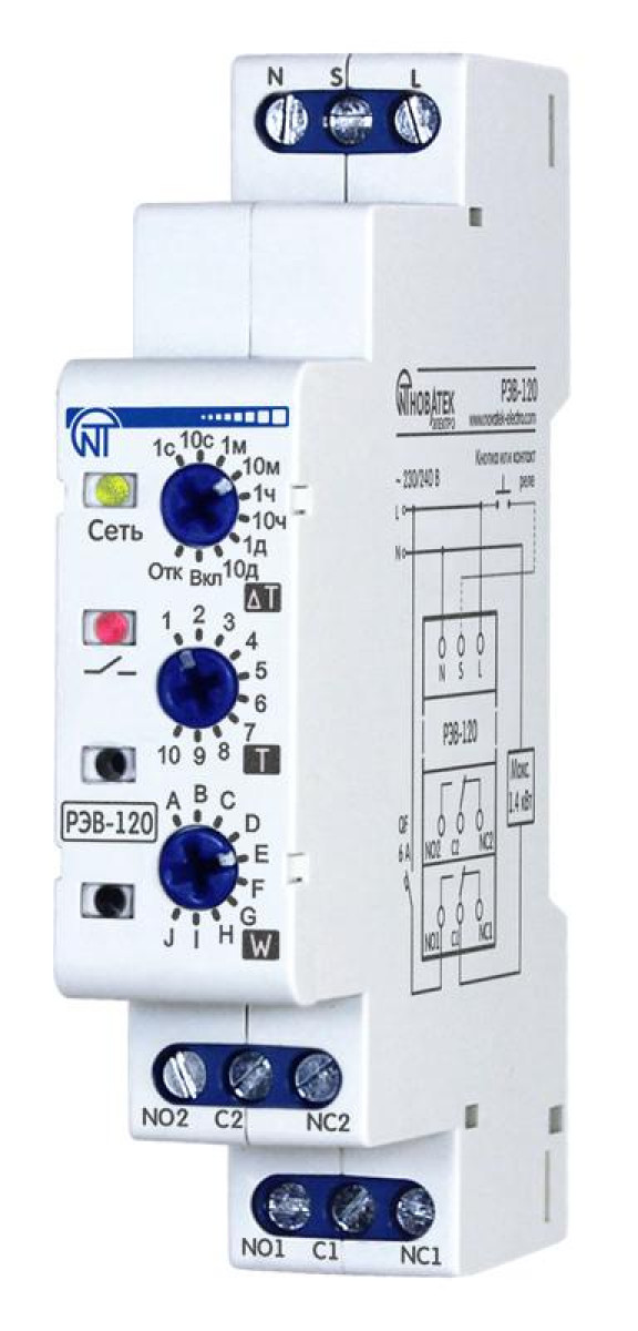 Изображение товара Новатек Электро РЭВ 120 230/240В реле времени для промышленных сетей