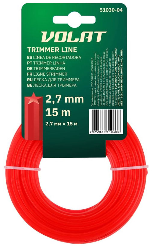 Изображение товара Леска Волат 2.7 мм х 15 м для триммера нежесткая трава