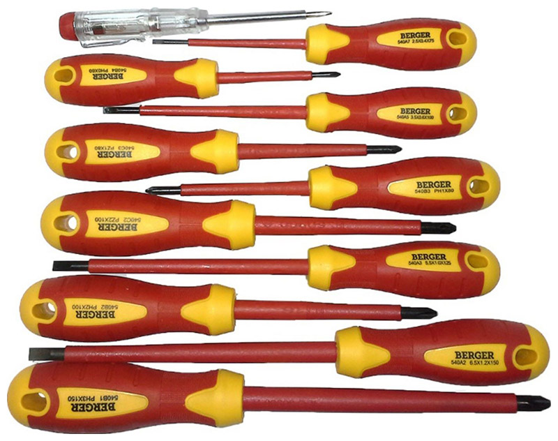 Изображение товара Набор отверток Berger диэлектрических до 1000 V 11 предметов BG 1066
