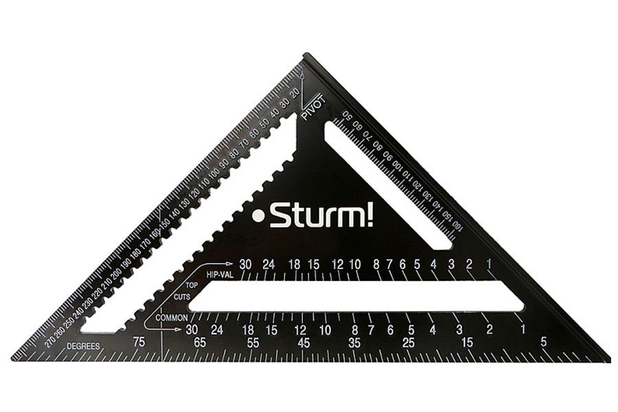 Изображение товара Угольник Sturm! 2020-07-300, 300 мм, алюминиевый сплав, черная оксидация, белая шкала