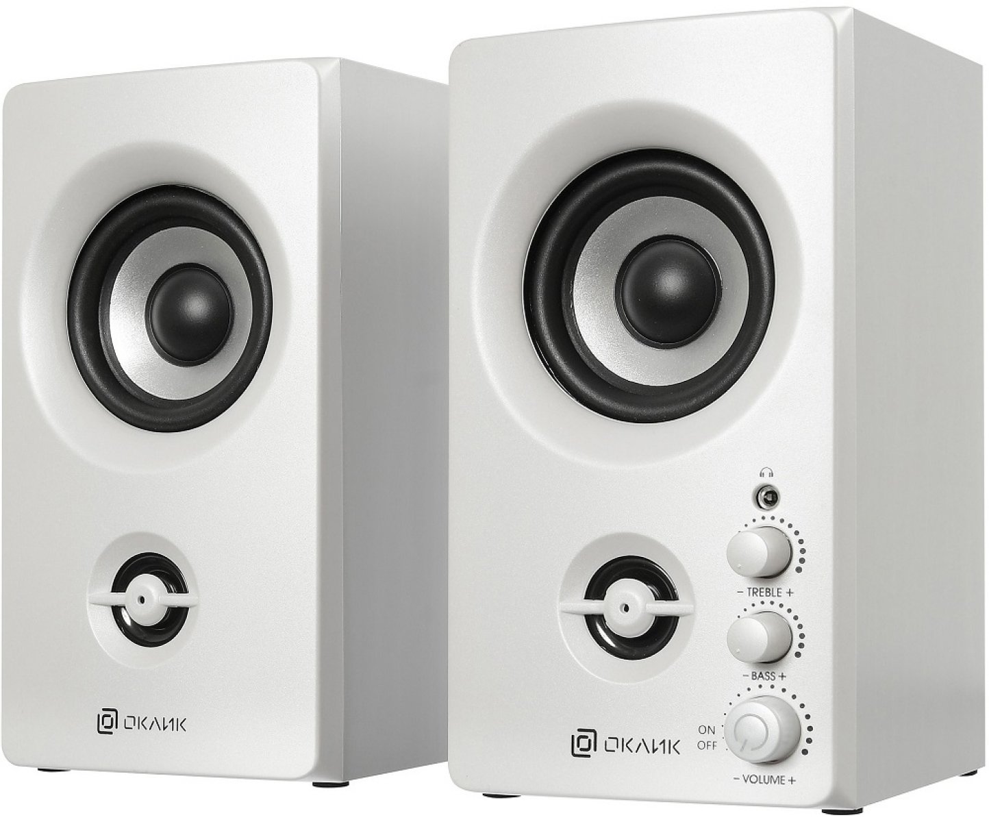 Изображение товара Акустика Oklick OK-164 2.0 30 Вт белая стационарная акустика с разъемами