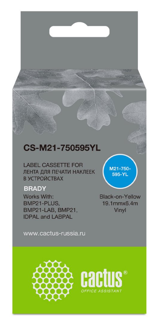 Изображение товара Картридж ленточный Cactus CS-M21-750595YL черный для Brady BMP21-PLUS, BMP21-LAB
