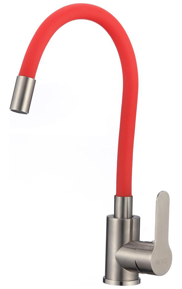 Изображение товара Смеситель для кухни с гибким изливом D-Lin сатин/красный H155316-4