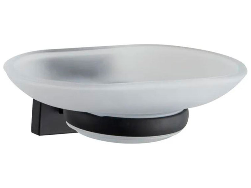 Изображение товара Мыльница D-Lin D222 черная настенная овальная современная сталь стекло