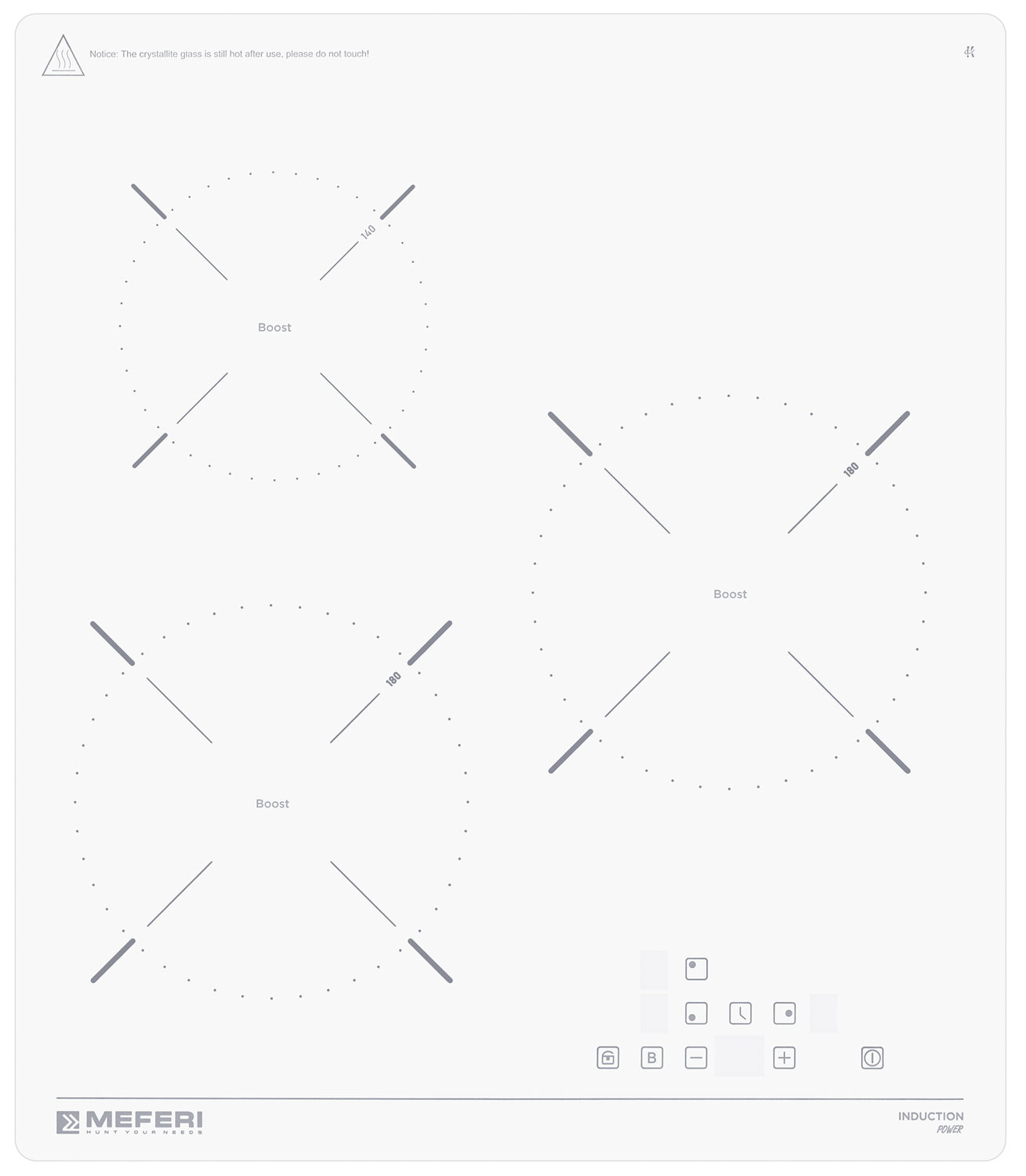 Изображение товара Электрическая варочная панель Meferi MIH453WH POWER 3 конфорки стеклокерамика