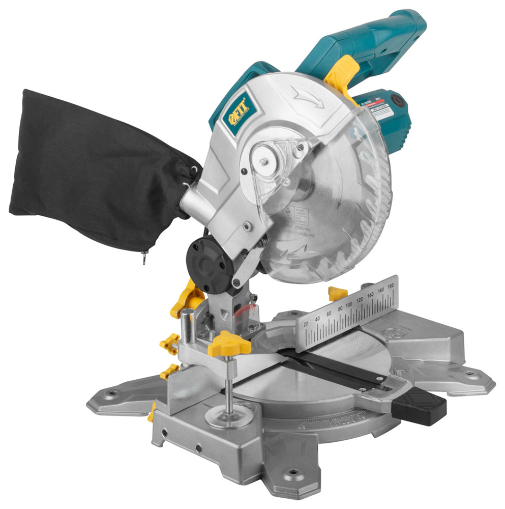 Изображение товара Торцовочная пила Fit 1400 Вт, 4500 об/мин, 210/30 мм, 6.5 кг, рез. накл., б/с щеток, блок шпинд., коробка (80415)