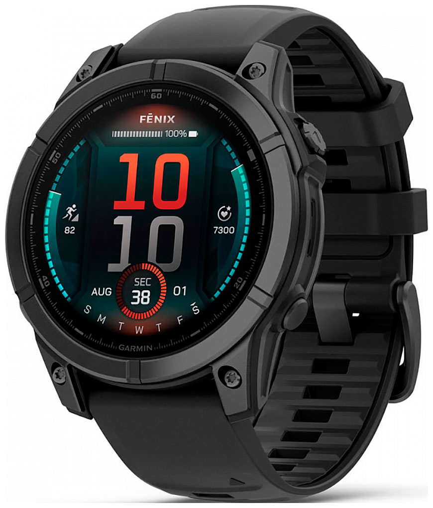 Изображение товара Умные часы Garmin Fenix E AMOLED 47 мм с GPS водонепроницаемые стальной корпус черный ремешок