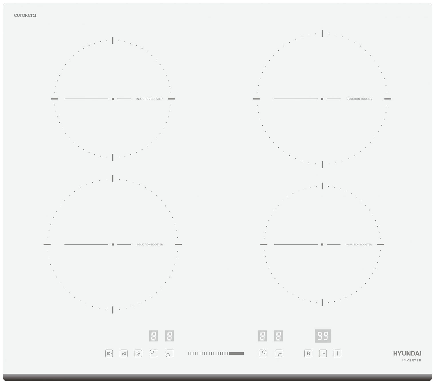 Изображение товара Электрическая варочная панель Hyundai HHI 6752 WG стеклокерамика 4 конфорки белая