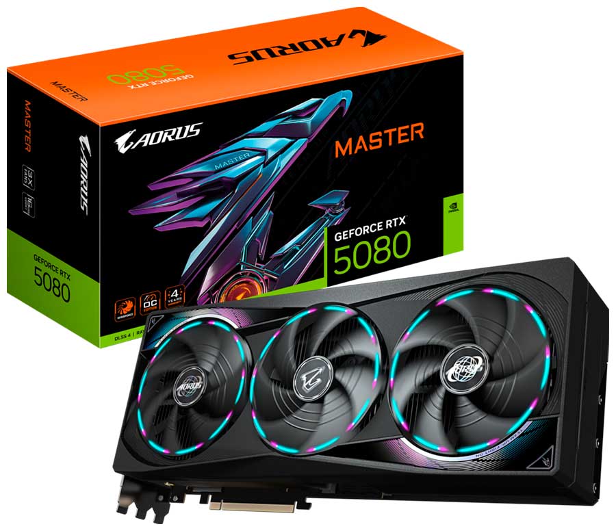 Изображение товара Видеокарта Gigabyte AORUS GeForce RTX 5080 MASTER 16G (GV-N5080AORUS M-16GD)
