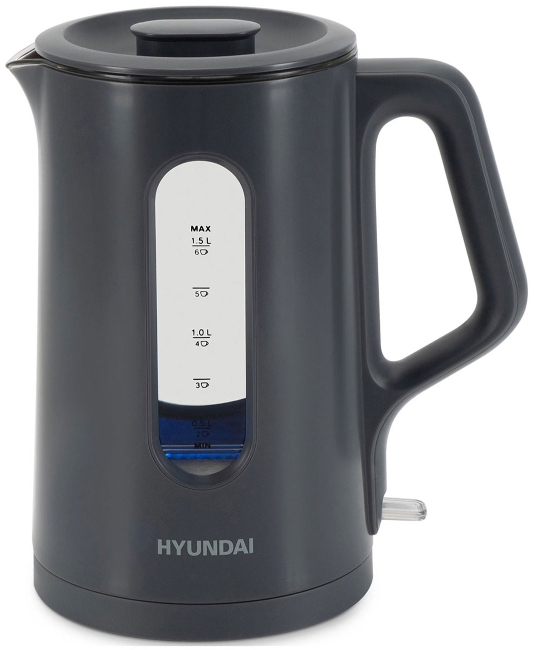 Изображение товара Чайник электрический Hyundai HYK-G4508, 1.5 л., 1700 Вт (серый/прозрачный, стекло)