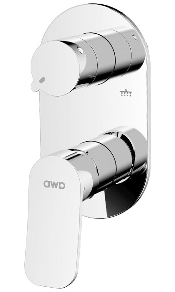 Изображение товара Смеситель для встраиваемых душевых систем AWP Teza (S0827C) с дивертором на 2 режима, без аксессуаров, хром