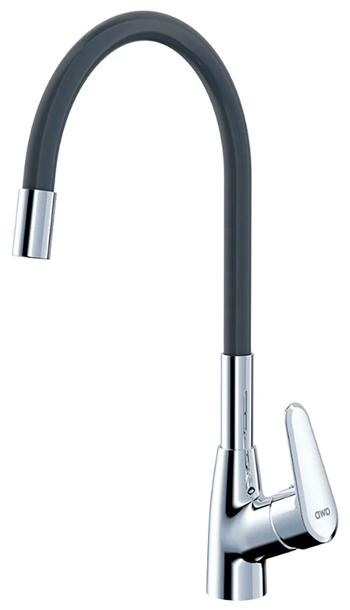 Изображение товара Кухонный смеситель AWP Sintur K1002CB с гибким изливом и хром/черный цвет