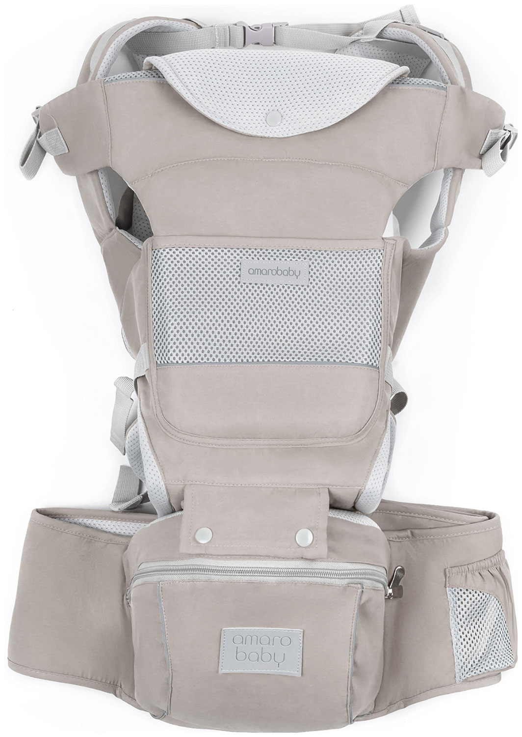 Изображение товара Эрго-рюкзак и хипсит Amarobaby CARRY серый 3в1 для новорожденных и малышей