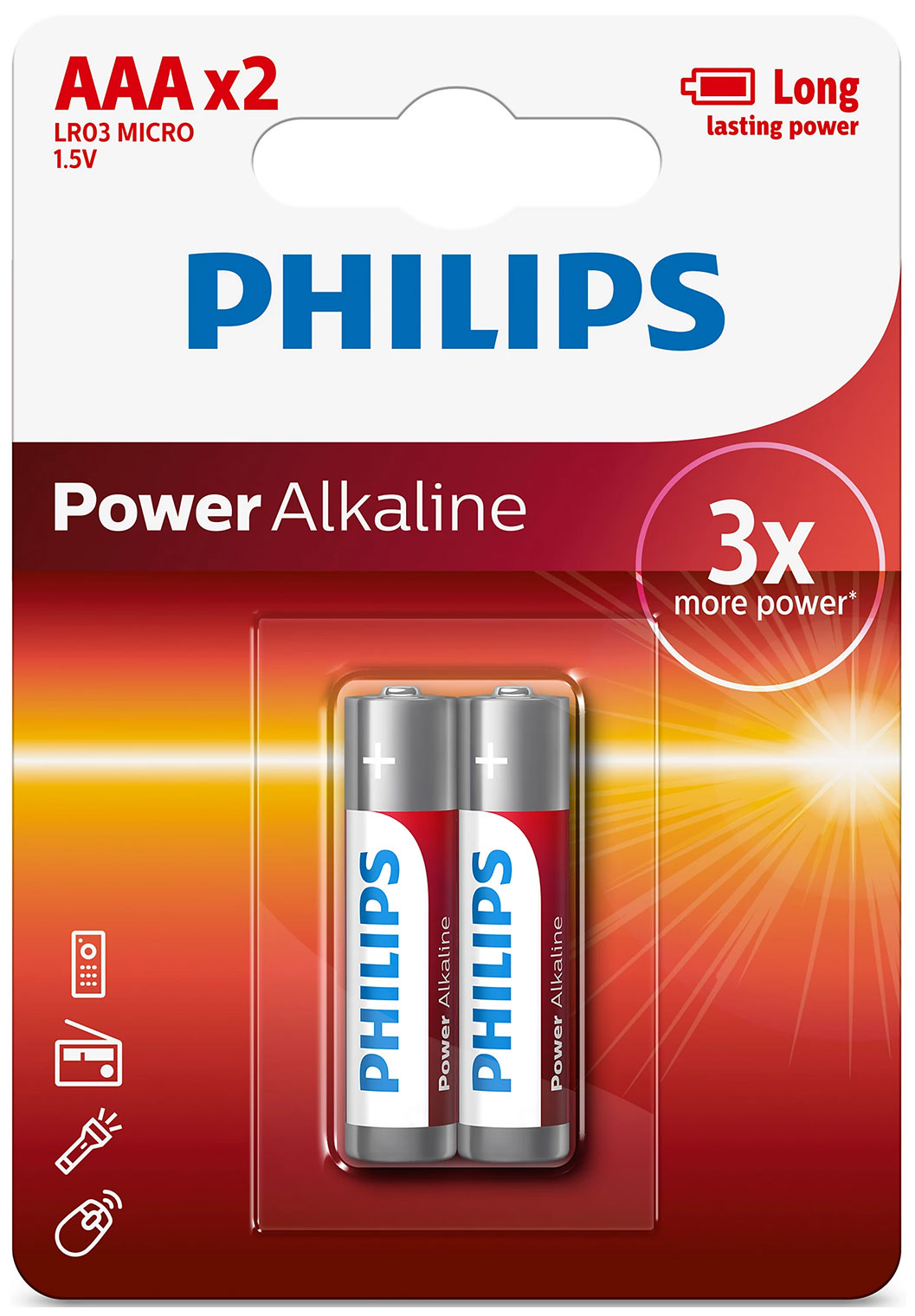 Изображение товара Батарейка Philips Power Alkaline 1.5В AA А, 2 шт, в блистере LR03P2B/97