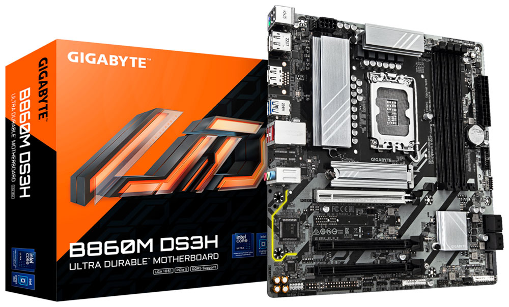 

Материнская плата Gigabyte B860M DS3H (LGA 1851, mATX), Черный/серый