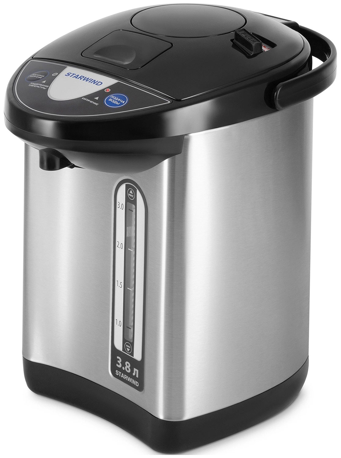Изображение товара Термопот Starwind STP3822 3.8 л 800 Вт нержавейка черный серебристый