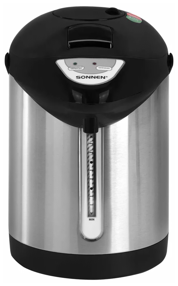

Термопот Sonnen TP-28, 3 л, 900 Вт, сталь, черный/TP-38, 4л, 900 Вт, сталь, черный/серебристый (456710) (456712)
