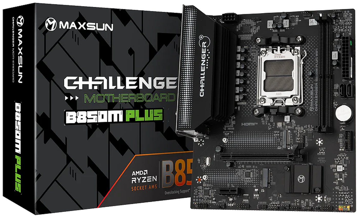 

Материнская плата Maxsun MS-Challenger B850M PLUS WIFI (AM5, mATX), Черный