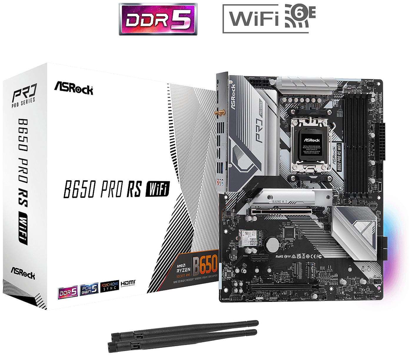 Изображение товара Материнская плата Asrock B650 PRO RS WIFI AM5 DDR5 MicroATX