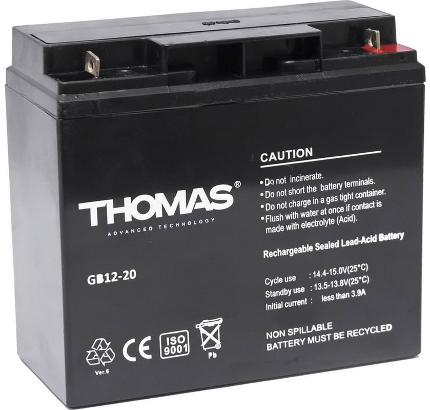 Изображение товара Батарея AGM для ИБП Thomas GB12-20 12V20Ah надежный источник питания Изображение товара Батарея AGM для ИБП Thomas GB12-20 12V20Ah надежный источник питания