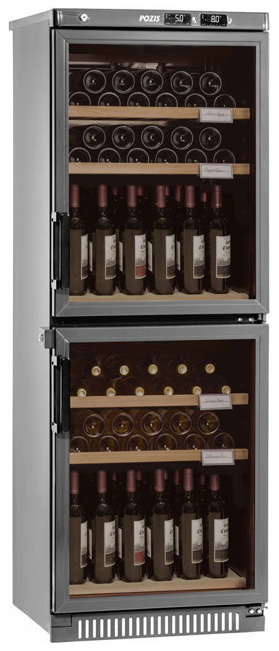 Изображение товара Винный шкаф Pozis ШВД-78 серебристый двухкамерный с электронным управлением
