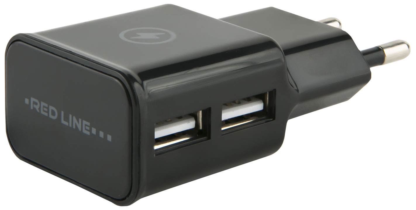 Сетевое зарядное устройство Red Line 2 USB (модель NT-2A), 2.1A черный