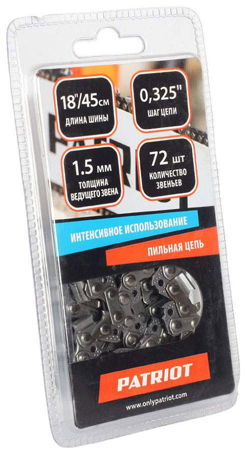 

Цепь Patriot 73DP-68E, 3/8" 1.5мм 68 звеньев (блистер)