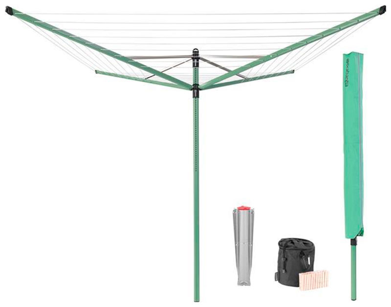 Изображение товара Сушилка для белья Brabantia "Lift-O-Matic" уличная зеленый 50м навески, с чехлом, мешком для прищепок, прищепками, 290527