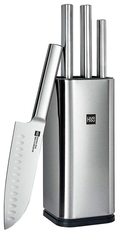 Набор стальных ножей (3 ножа ножницы подставка) Huo Hou Stainless Steel Kitchen Knife Set (HU0095), серебристый набор кухонных ножей xiaomi huo hou fire kitchen 6 шт hu0057